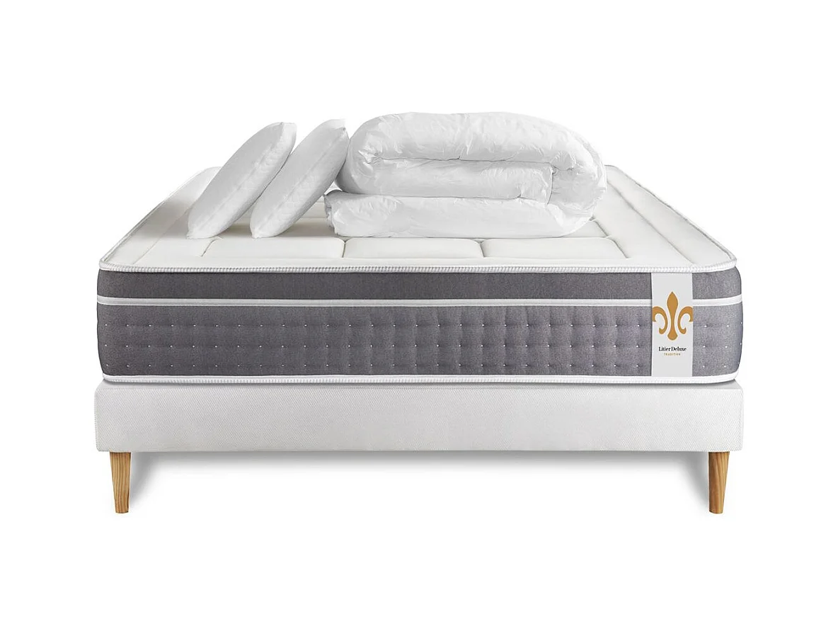 Pack Trente 140 x 200 cm sommier Kit Blanc