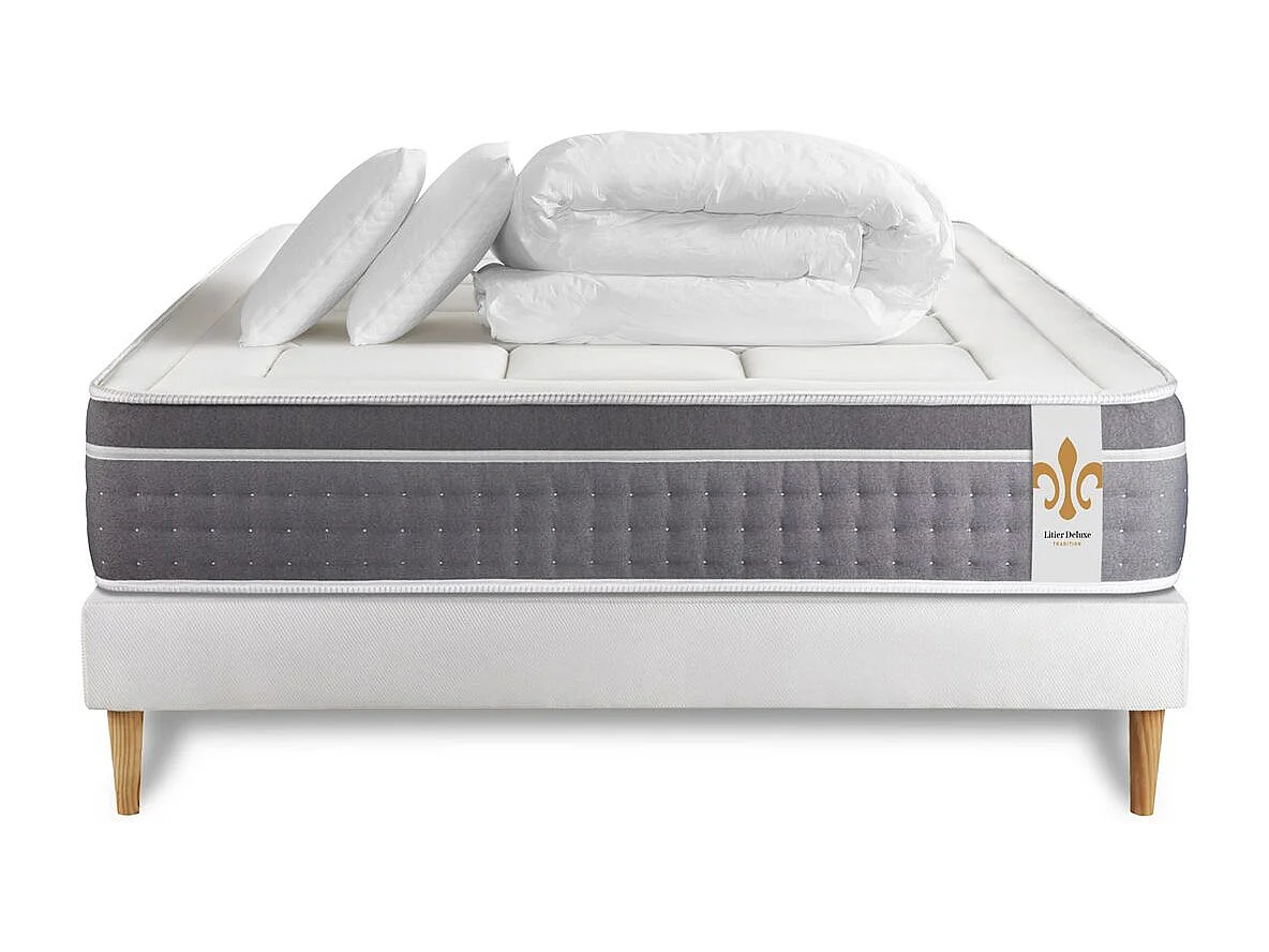Pack Trente 140 x 200 cm sommier Kit Blanc