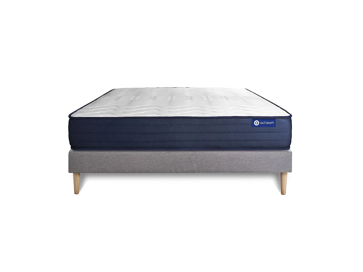 Ensemble matelas ACTIFLEX LIFE 120x190 Ressorts ensachés et Mémoire de forme 5zones de confort + sommier KIT gris