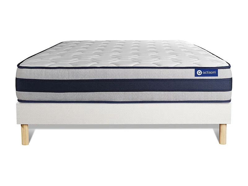 Ensemble matelas Ressorts ensachés et Mémoire de forme ACTIFLEX ERGO 120x200 Maxi épaisseur 5zones confort + sommier KIT blanc