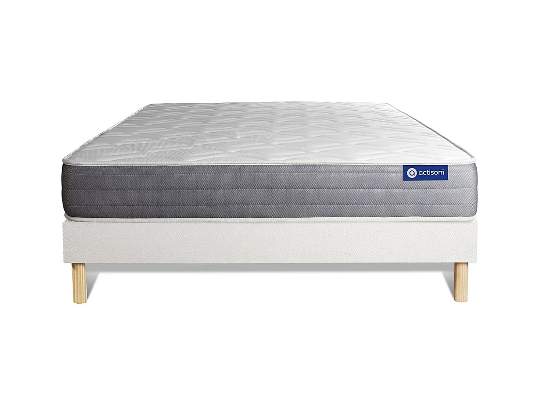 Ensemble matelas ACTIMEMO DREAM mémoire de forme 120x200 cm 5zones de confort + sommier KIT blanc
