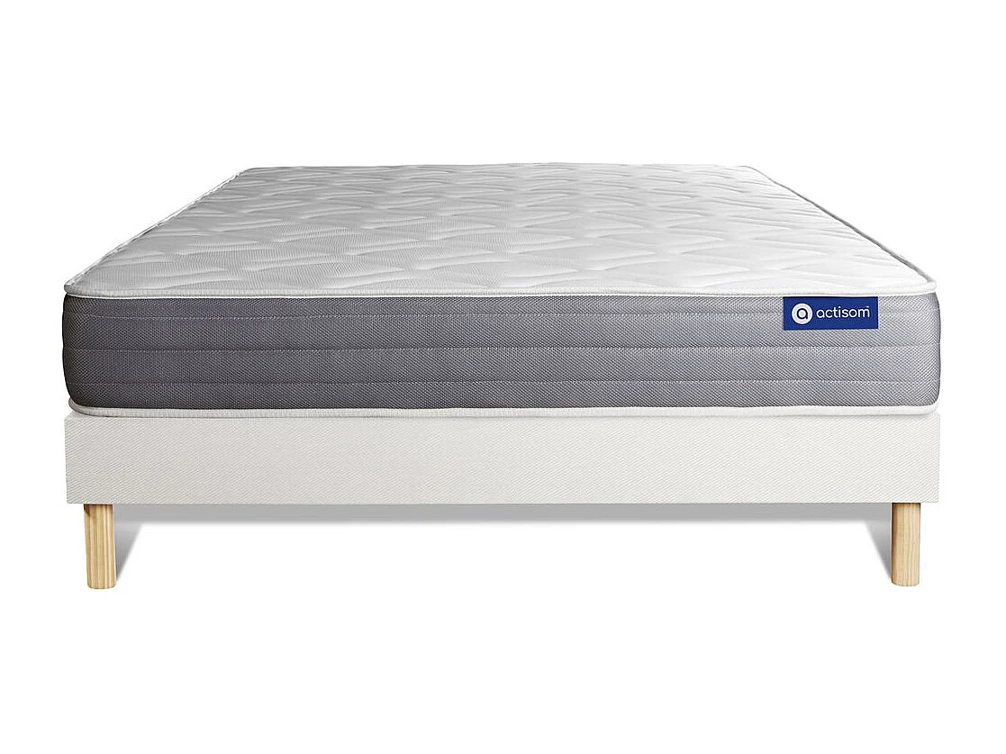 Ensemble matelas ACTIMEMO DREAM mémoire de forme 120x200 cm 5zones de confort + sommier KIT blanc