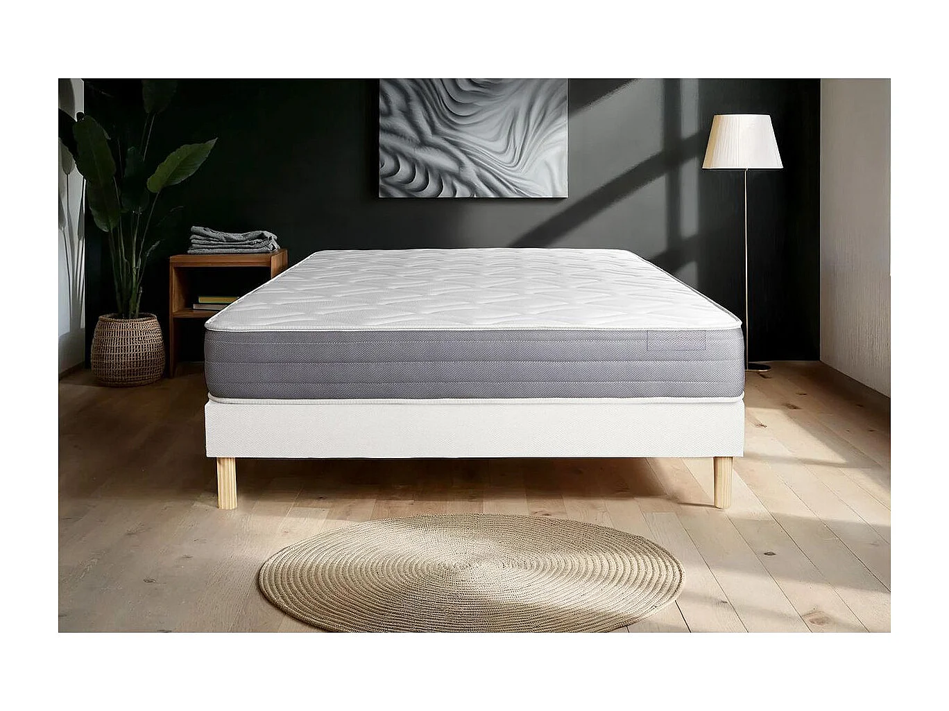 Ensemble matelas ACTIMEMO DREAM mémoire de forme 120x200 cm 5zones de confort + sommier KIT blanc