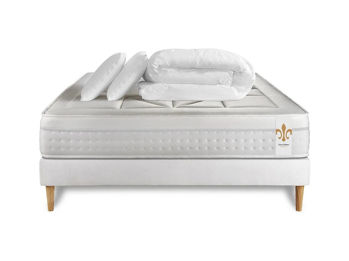 Pack Vingt-Huit 140 x 190 cm sommier Kit Blanc