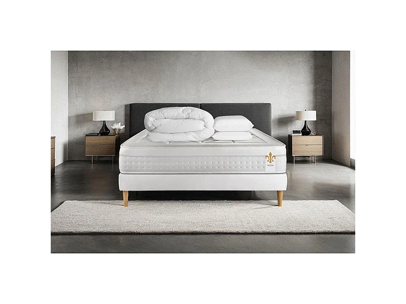 Pack Vingt-Huit 140 x 190 cm sommier Kit Blanc