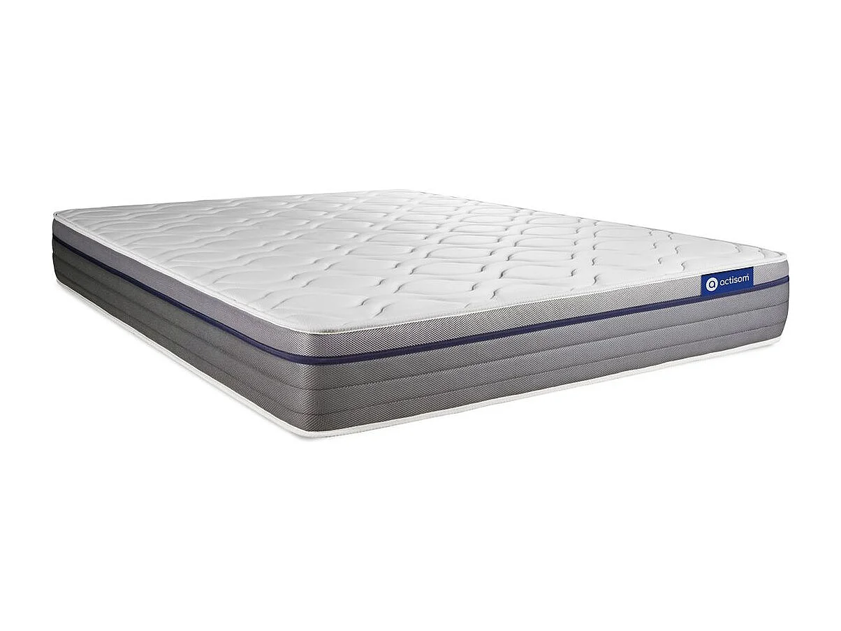 Ensemble matelas Mémoire de forme ACTIMEMO ZEN 120x190 Maxi épaisseur 7zones de confort + sommier KIT gris