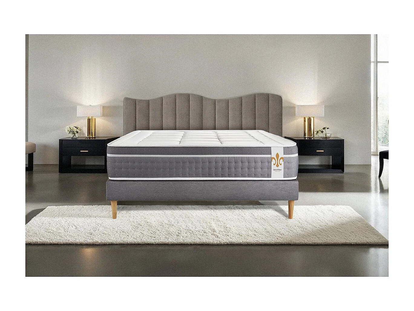 Ensemble Le Trente 160 x 200 cm sommier Gris