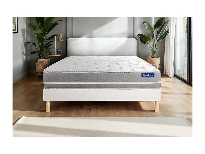 Ensemble matelas Ressorts ensachés ACTIFLEX TOUCH 80x200 3zones de confort + sommier KIT blanc