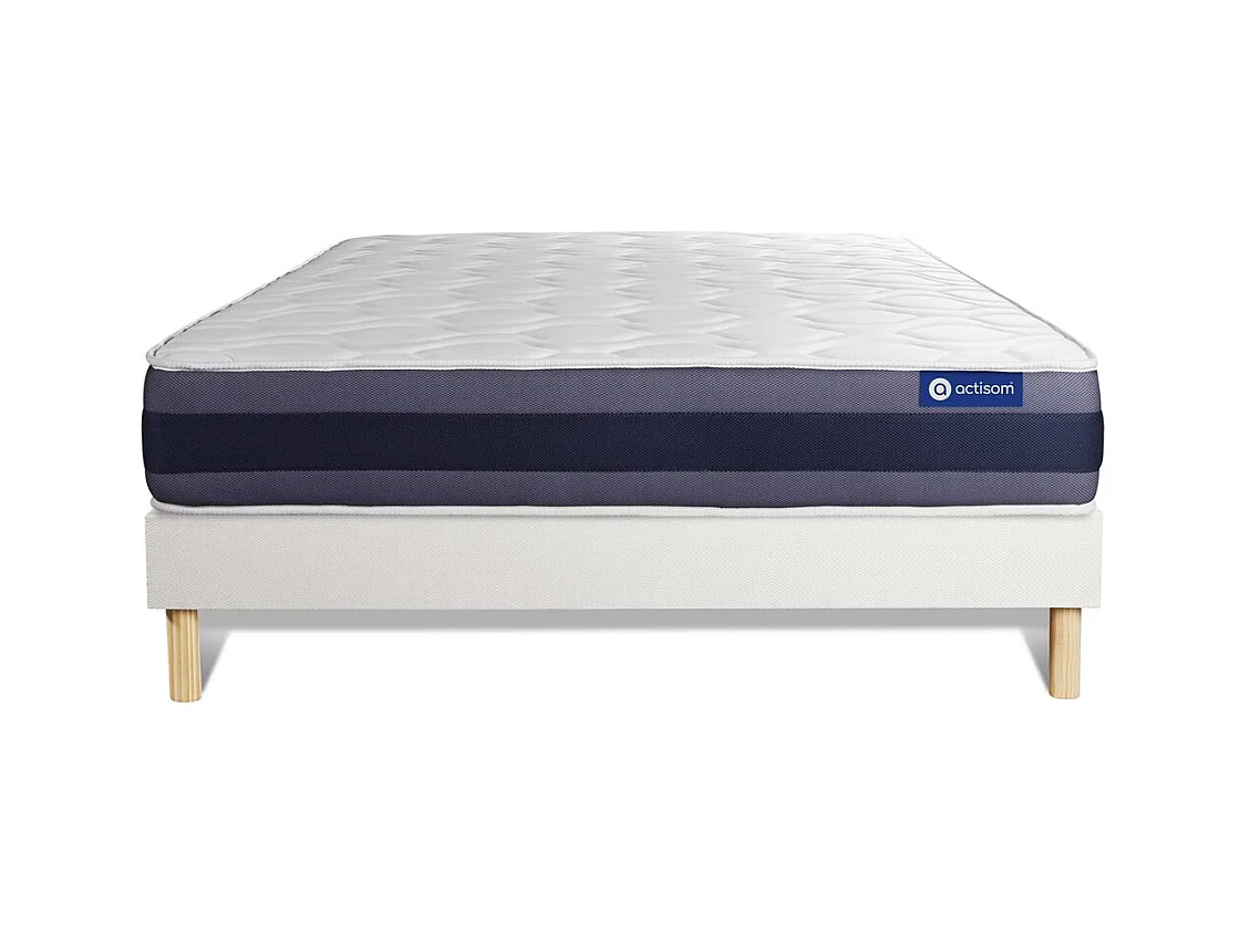 Ensemble matelas Ressorts ensachés+Mémoire de forme ACTIFLEX MORPHO 120x200 Maxi épaisseur 5zones confort + sommier KIT blanc