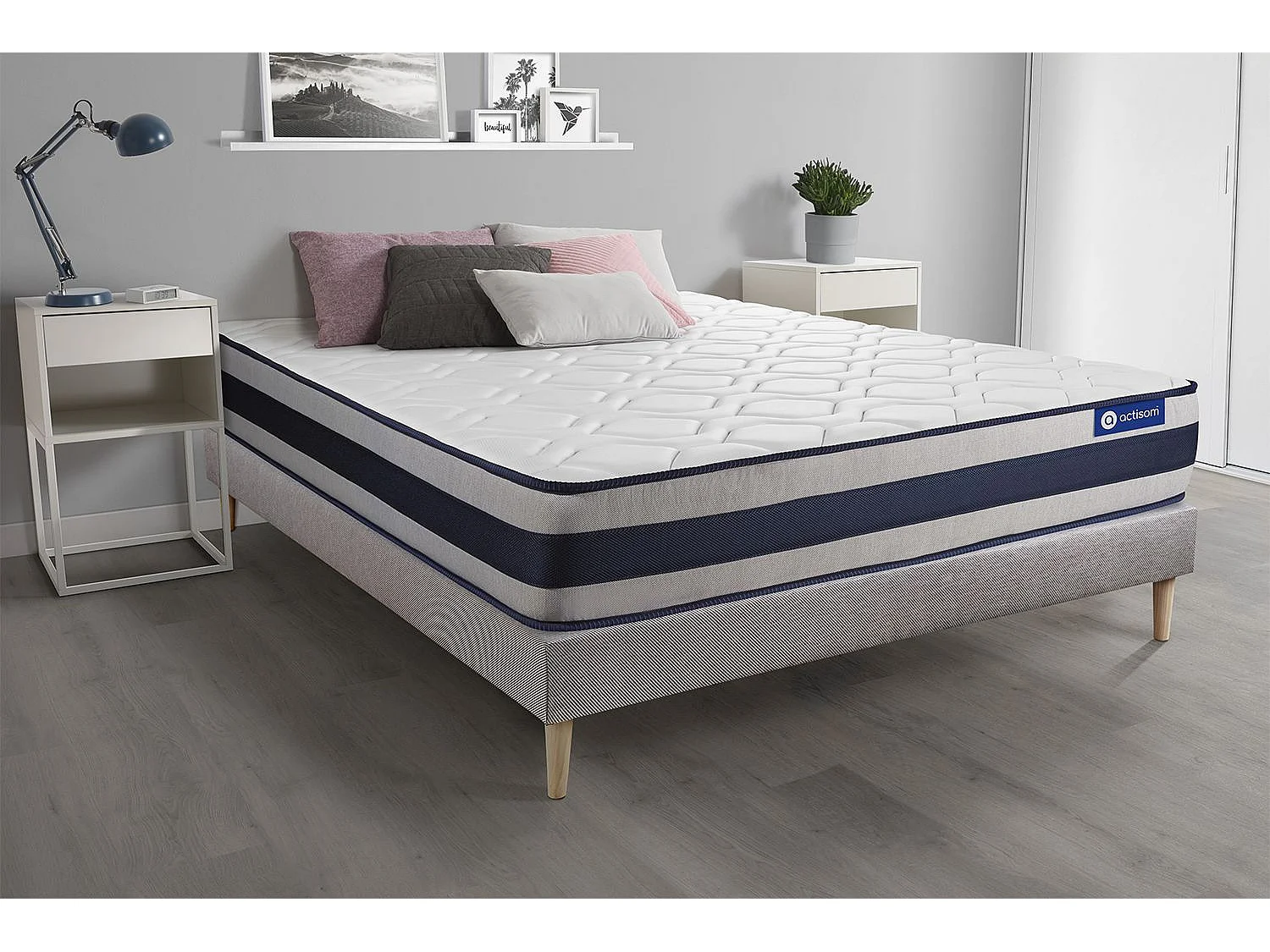 Actimemo ergo matratze 80x200cm + Bettgestell mit lattenrost - Dicke : 24cm - Memory-Schaum - H4