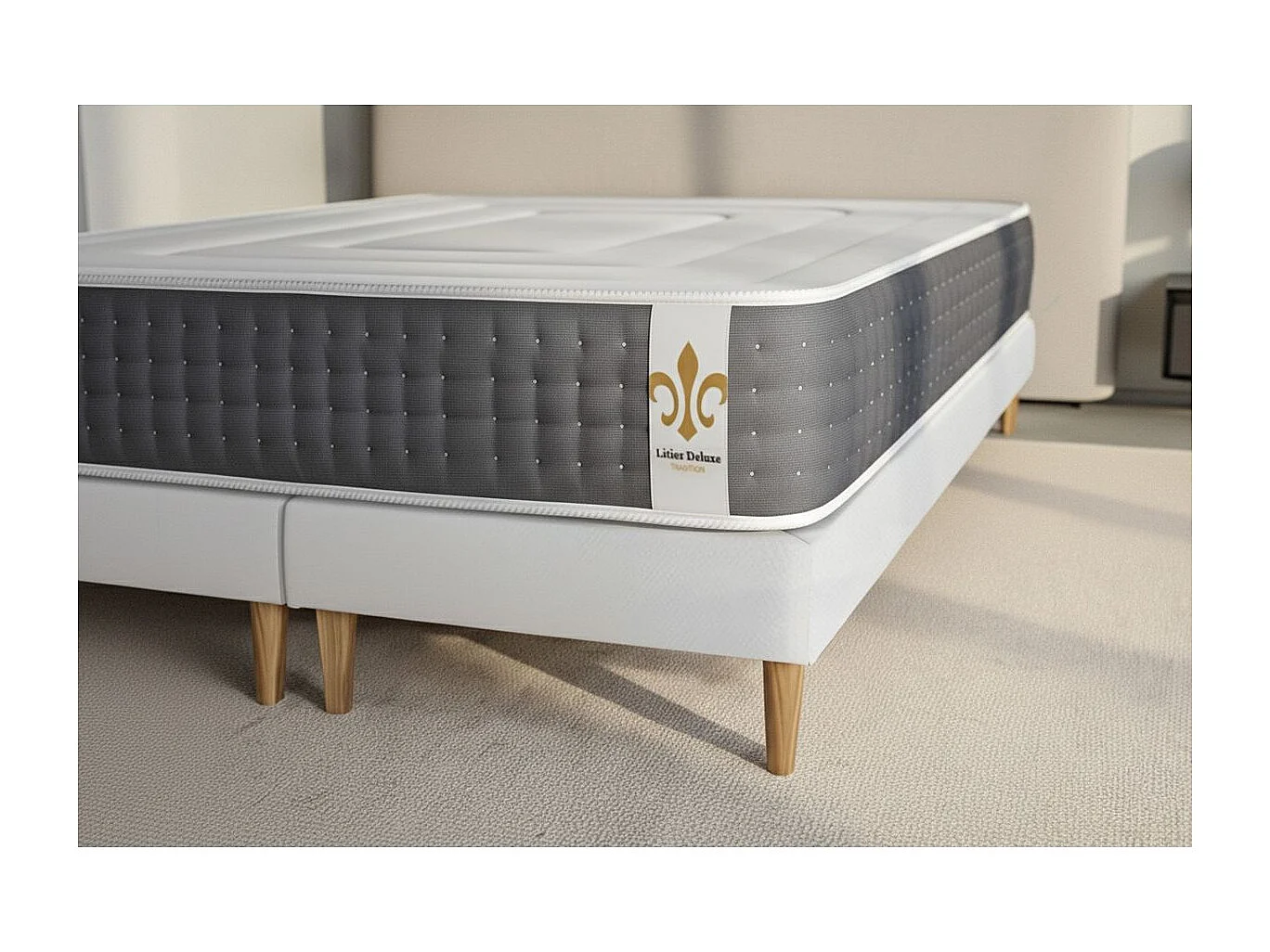 Pack Le Vingt-Six 200 x 200 cm double sommiers Gris