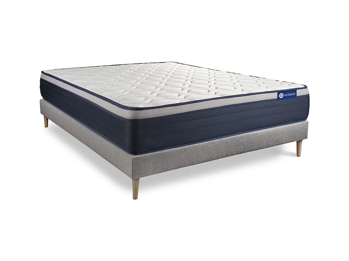 Ensemble matelas Mémoire de forme ACTIMEMO MAX 120x200 cm Maxi épaisseur 7zones de confort + sommier KIT gris