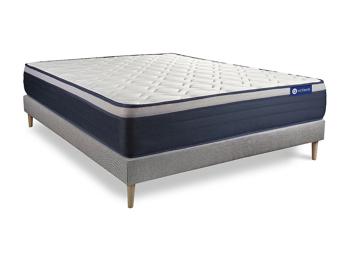 Ensemble matelas Mémoire de forme ACTIMEMO MAX 120x200 cm Maxi épaisseur 7zones de confort + sommier KIT gris