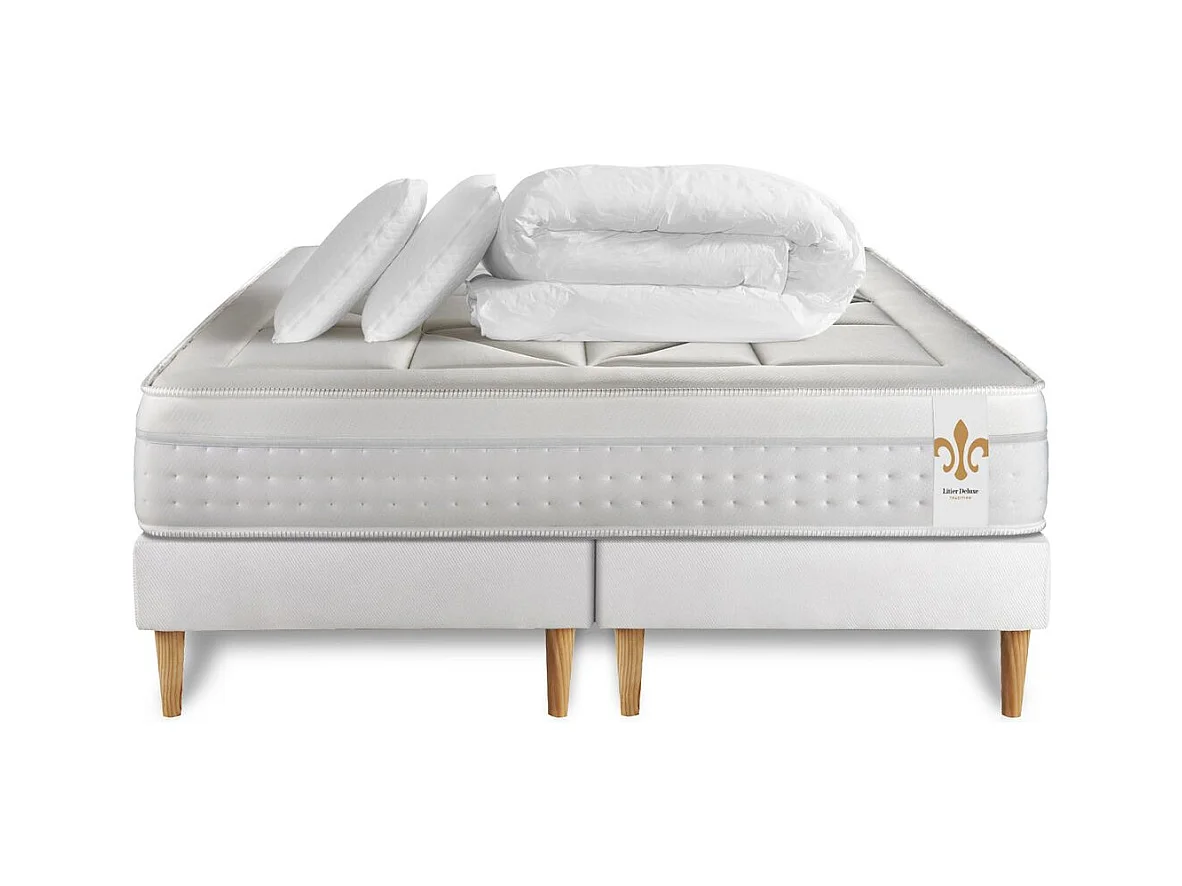 Pack Le Vingt-Huit 200 x 200 cm double sommiers Blanc