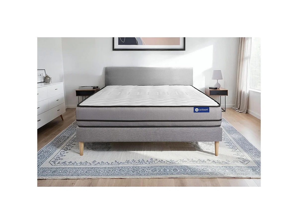 Ensemble matelas ACTIMEMO 120x190cm 2 faces à MÉMOIRE DE FORME 3zones de confort + sommier KIT gris