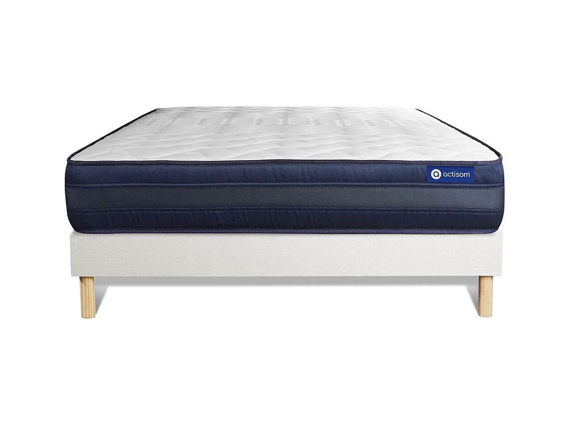 Ensemble matelas ACTIMEMO TECH 120x190 Mémoire de forme Maxi épaisseur 5zones de confort + sommier KIT blanc