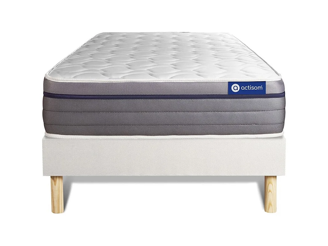 Ensemble matelas Latex+Mémoire de forme ACTILATEX ZEN 80x190 Maxi épaisseur 7zones de confort + sommier KIT blanc