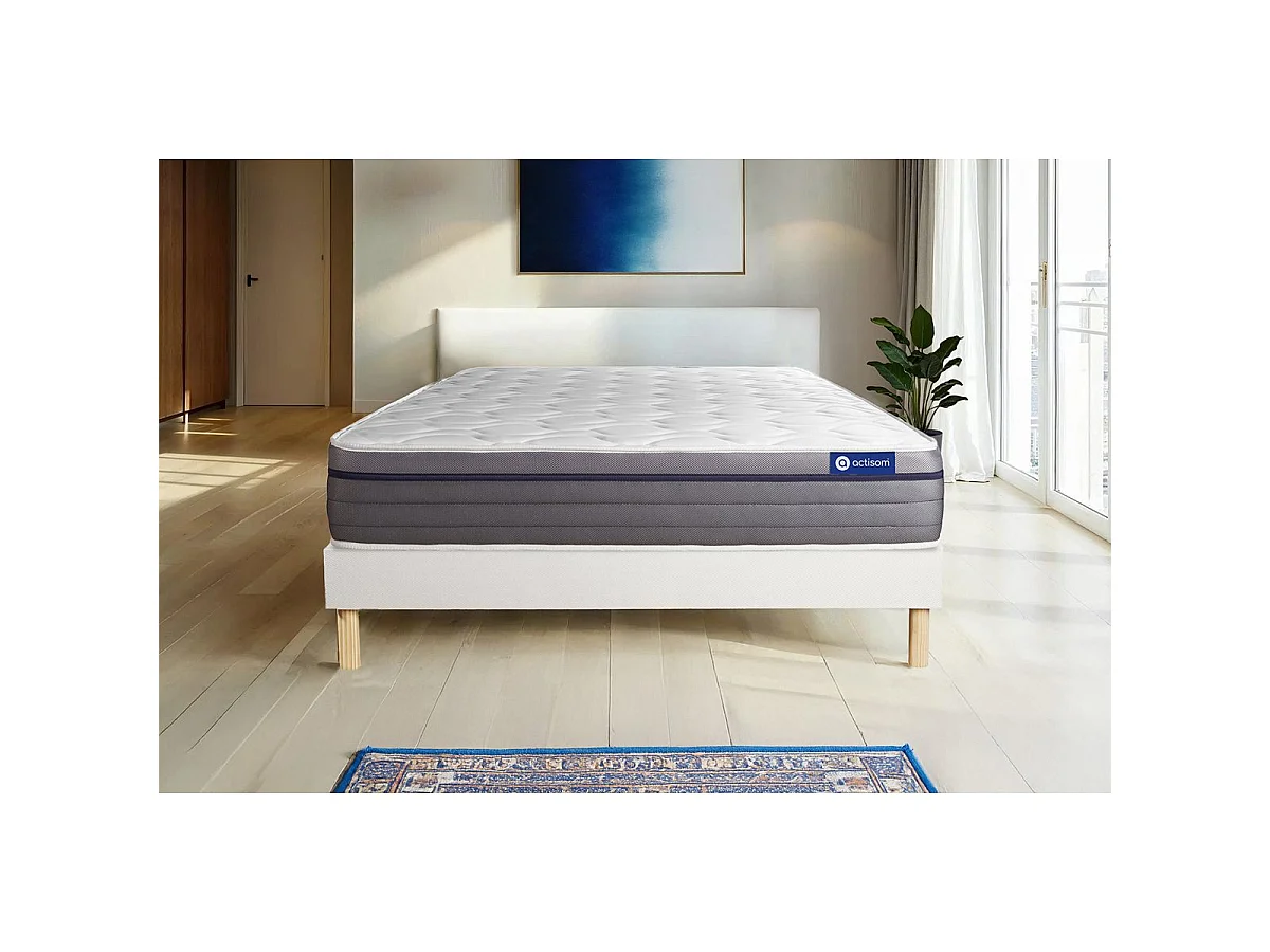 Ensemble matelas Latex+Mémoire de forme ACTILATEX ZEN 80x190 Maxi épaisseur 7zones de confort + sommier KIT blanc