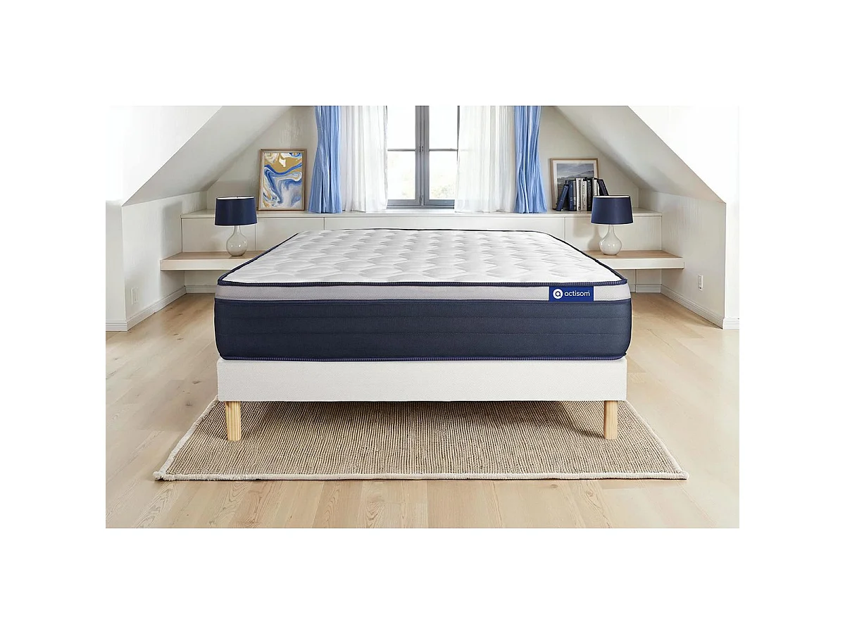 Ensemble matelas Latex+Mémoire de forme ACTILATEX MAX 80x190 cm Maxi épaisseur 7zones de confort + sommier KIT blanc