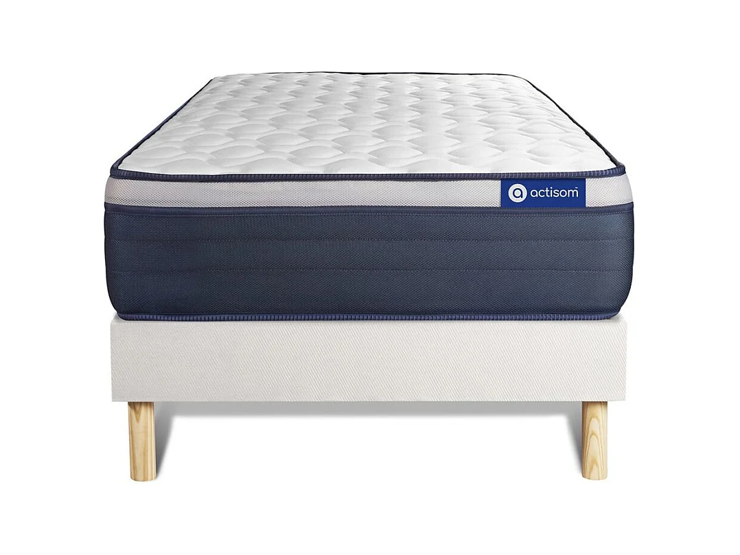 Ensemble matelas Ressorts ensachés+Mémoire de forme ACTIFLEX MAX 80x190 cm Maxi épaisseur 7zones confort + sommier KIT blanc