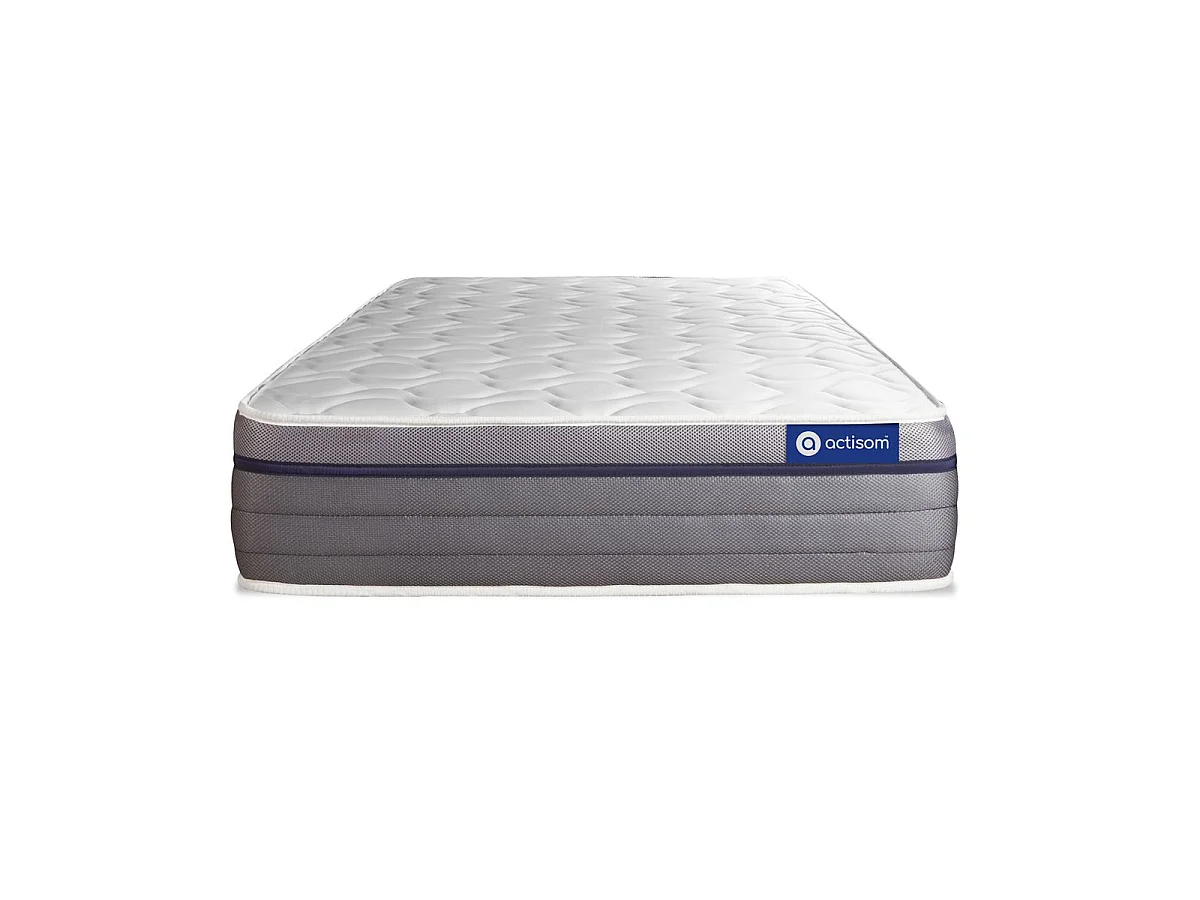 Ensemble matelas Ressorts ensachés+Mémoire de forme ACTIFLEX ZEN 80x190 Maxi épaisseur 7zones de confort + sommier KIT gris