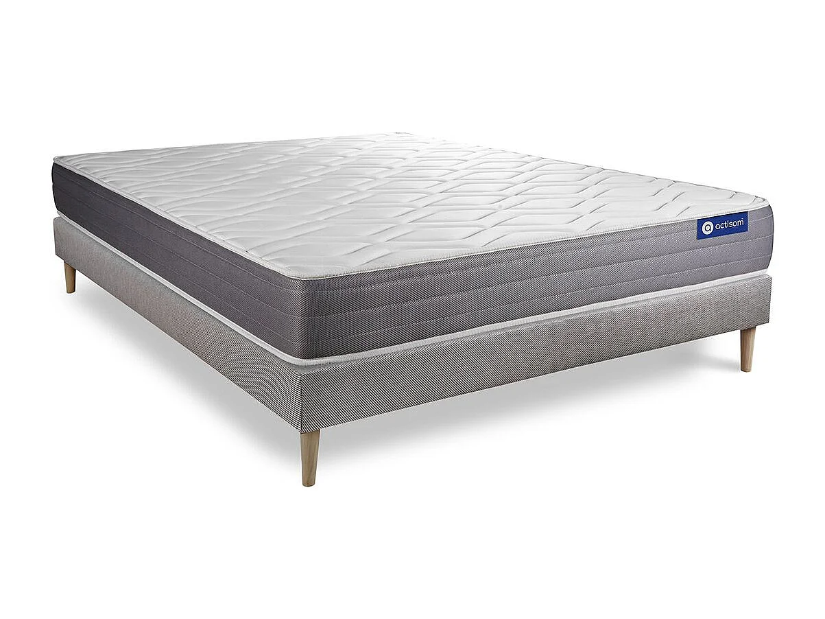 Ensemble matelas ACTIMEMO DREAM mémoire de forme 120x190 cm 5zones de confort + sommier KIT gris