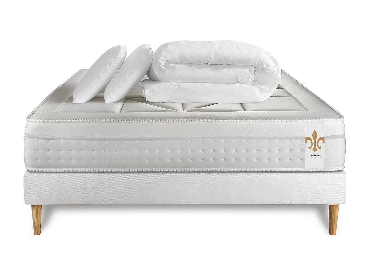 Pack Le Vingt-Huit 140 x 190 cm sommier Blanc