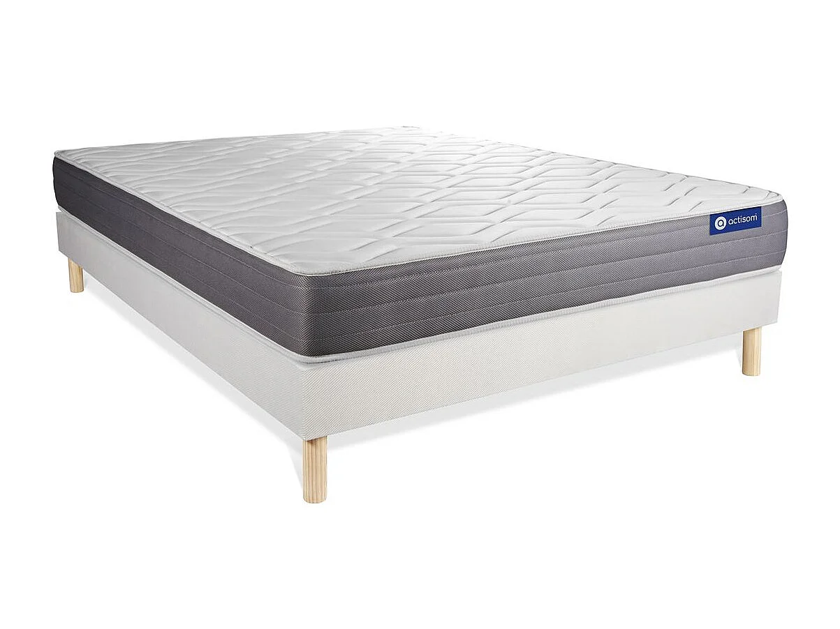 Ensemble matelas ACTIMEMO DREAM mémoire de forme 120x190 cm 5zones de confort + sommier KIT blanc