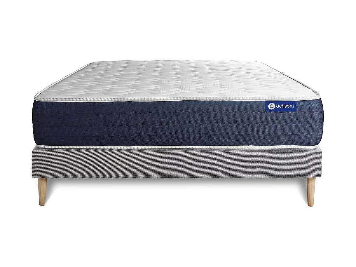 Ensemble matelas Mémoire de forme ACTIMEMO SLEEP 120x200 5zones de confort + sommier KIT gris