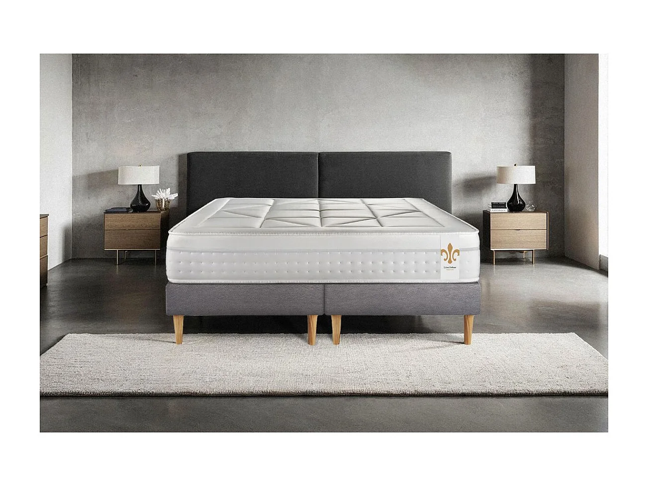 Ensemble Le Vingt-Huit 180 x 200 cm double sommiers Gris