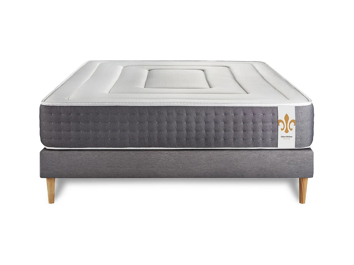 Ensemble Vingt-Six 140 x 190 cm sommier Kit Gris