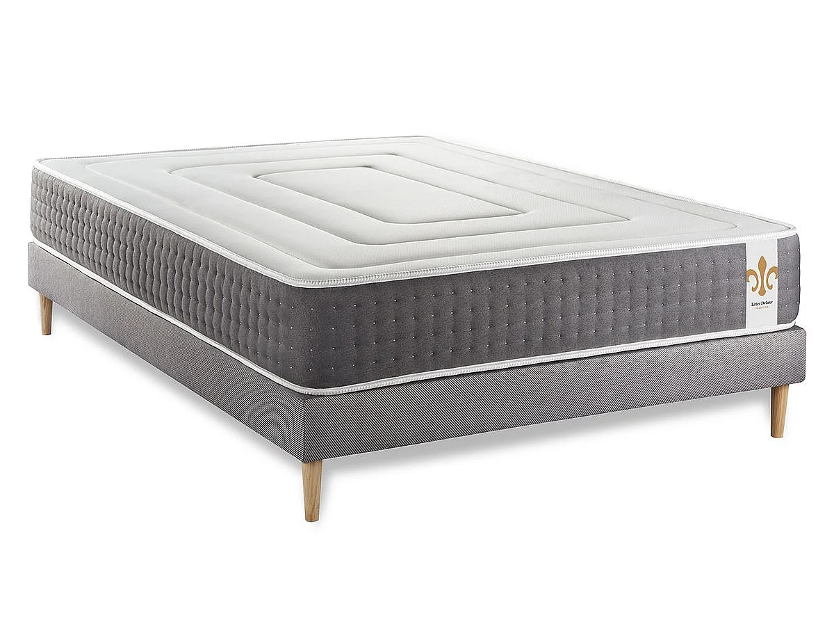 Ensemble Vingt-Six 140 x 190 cm sommier Kit Gris