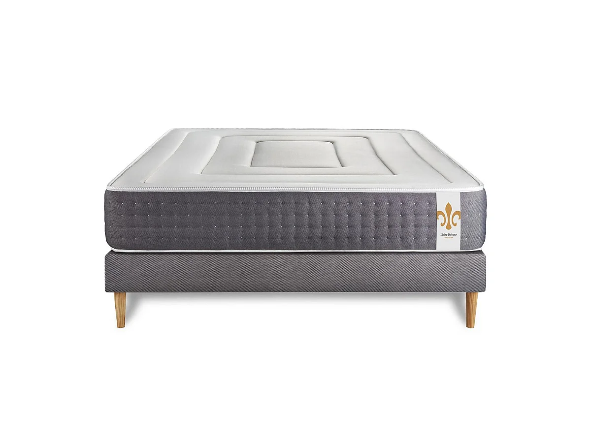 Ensemble Vingt-Six 140 x 190 cm sommier Kit Gris