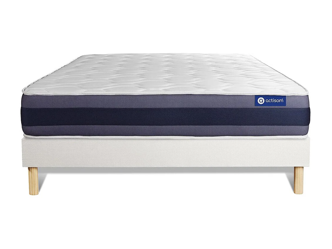 Ensemble matelas Ressorts ensachés+Mémoire de forme ACTIFLEX MORPHO 120x190 Maxi épaisseur 5zones confort + sommier KIT blanc
