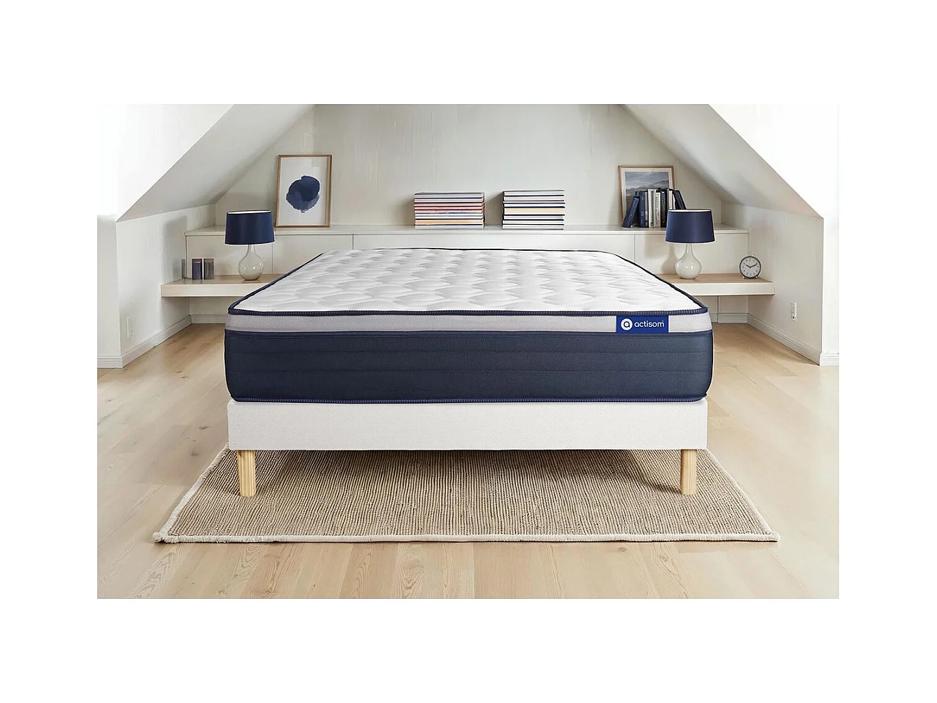 Ensemble matelas Mémoire de forme ACTIMEMO MAX 120x190 cm Maxi épaisseur 7zones de confort + sommier KIT blanc