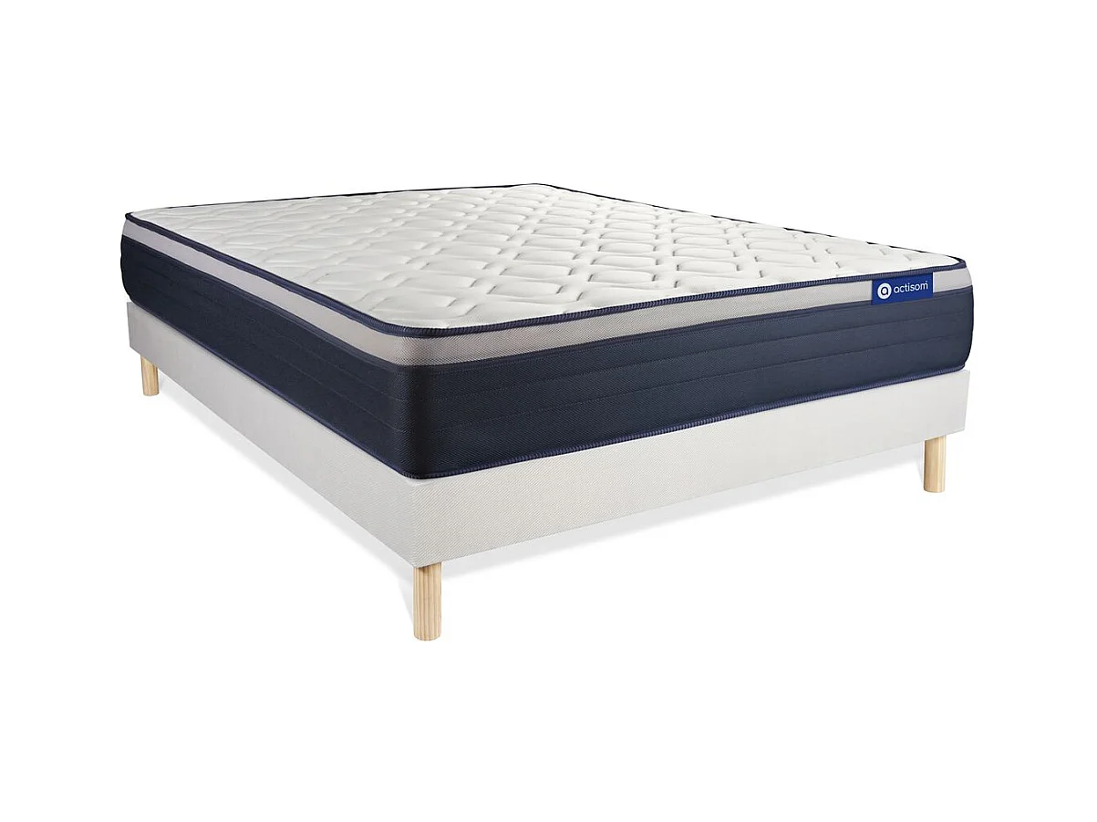 Ensemble matelas Mémoire de forme ACTIMEMO MAX 120x190 cm Maxi épaisseur 7zones de confort + sommier KIT blanc