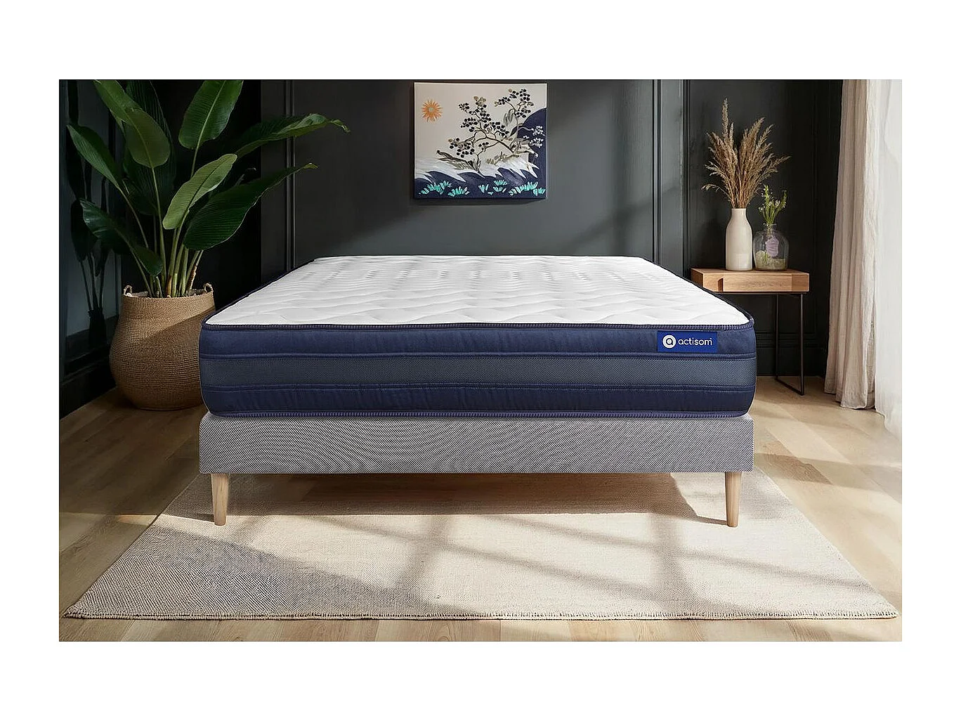Lattenbodem en Actilatex tech matras 80x200cm , matrasdikte : 24 cm , latex en traagschuim , zeer stevig, 5 comfortzones