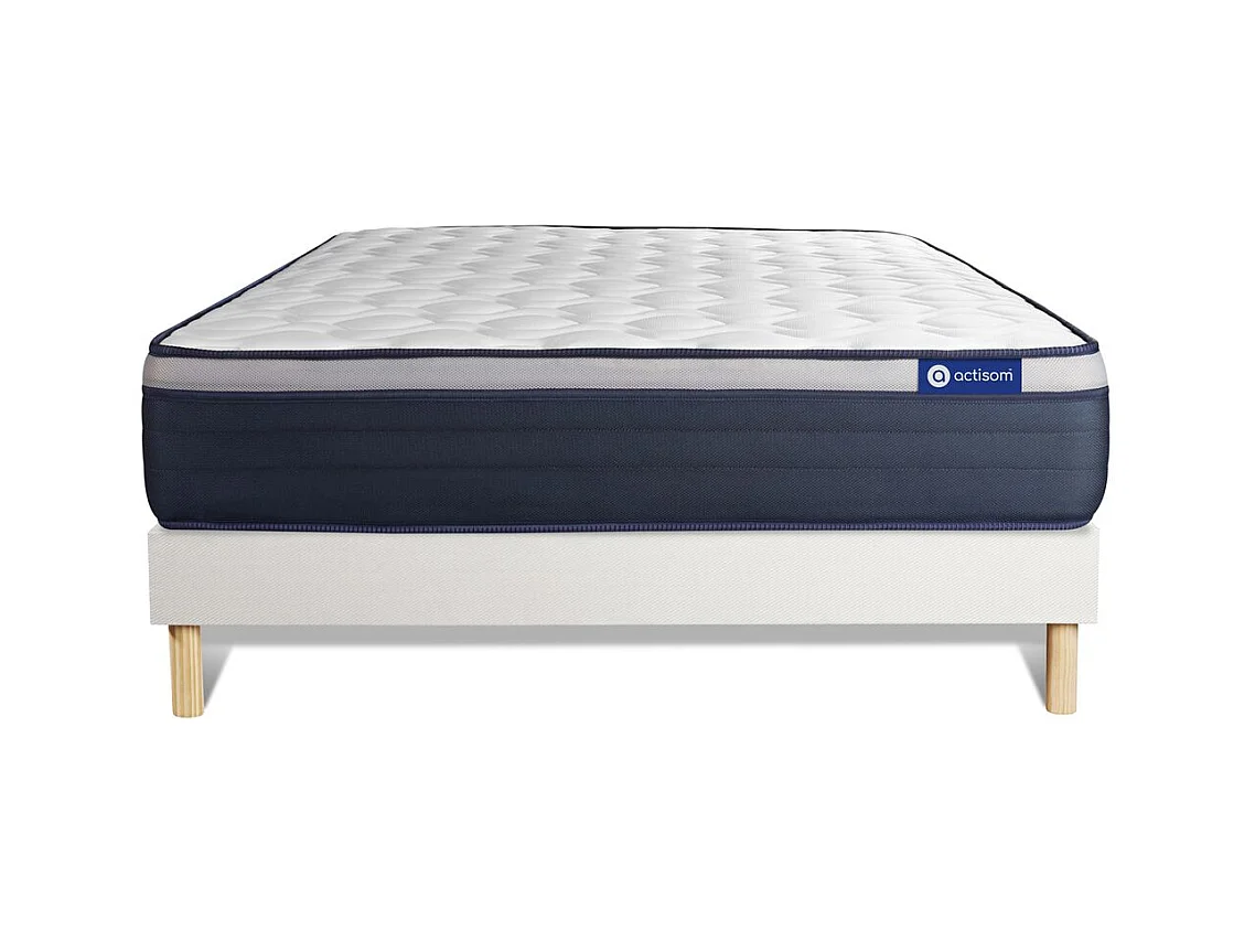 Ensemble matelas Ressorts ensachés+Mémoire de forme ACTIFLEX MAX 120x190 cm Maxi épaisseur 7zones confort + sommier KIT blanc