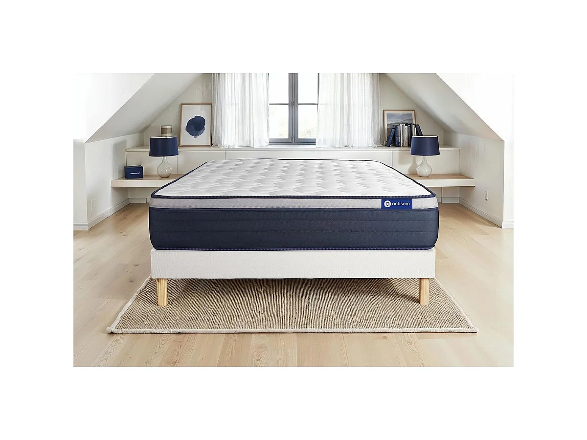 Ensemble matelas Ressorts ensachés+Mémoire de forme ACTIFLEX MAX 120x190 cm Maxi épaisseur 7zones confort + sommier KIT blanc