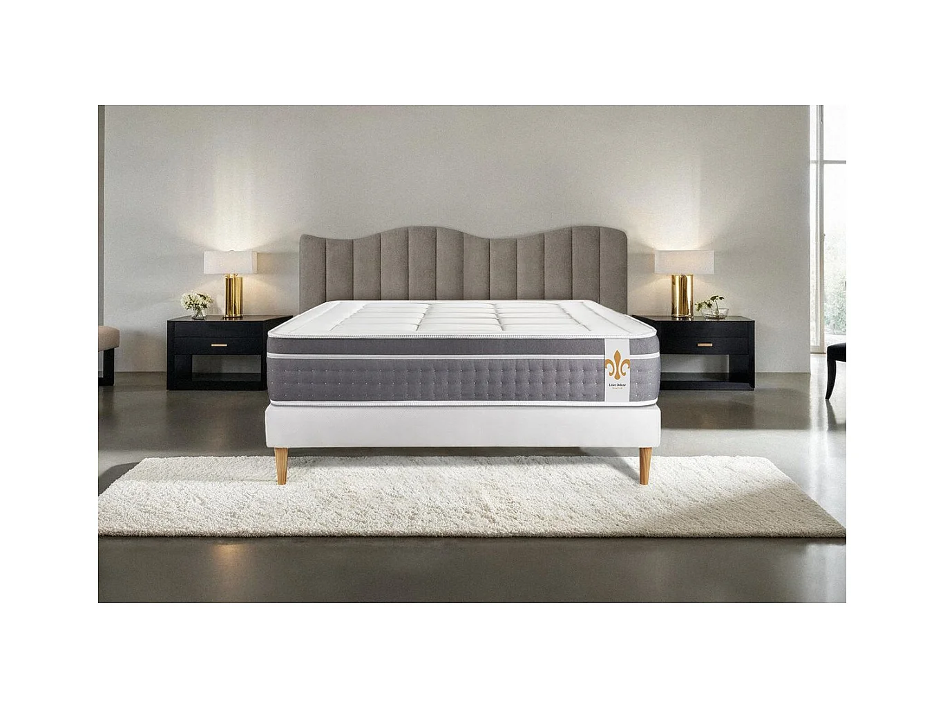 Ensemble Trente 160 x 200 cm sommier Kit Blanc