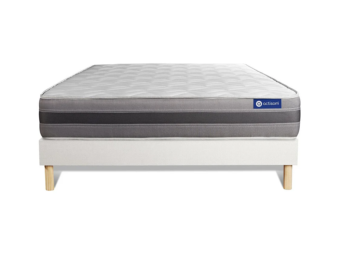 Ensemble matelas ACTIFLEX RELAX Ressorts ensachés + mémoire de forme 120x200 Maxi épaisseur 5zones confort + sommier KIT blanc