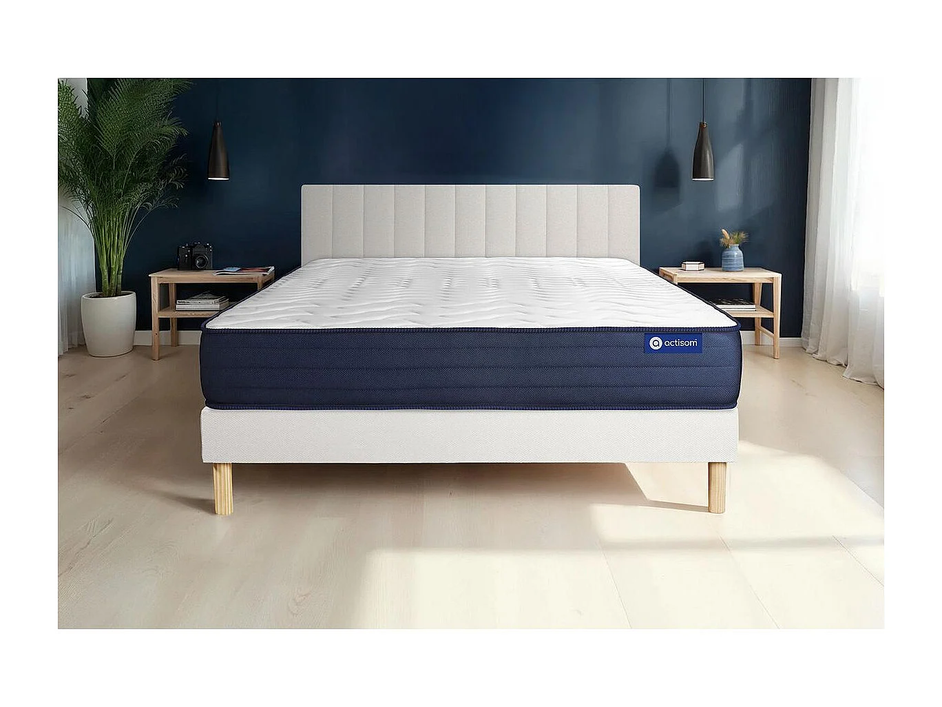 Ensemble matelas ACTIMEMO LIFE 120x190 Mémoire de forme 5zones de confort + sommier KIT blanc