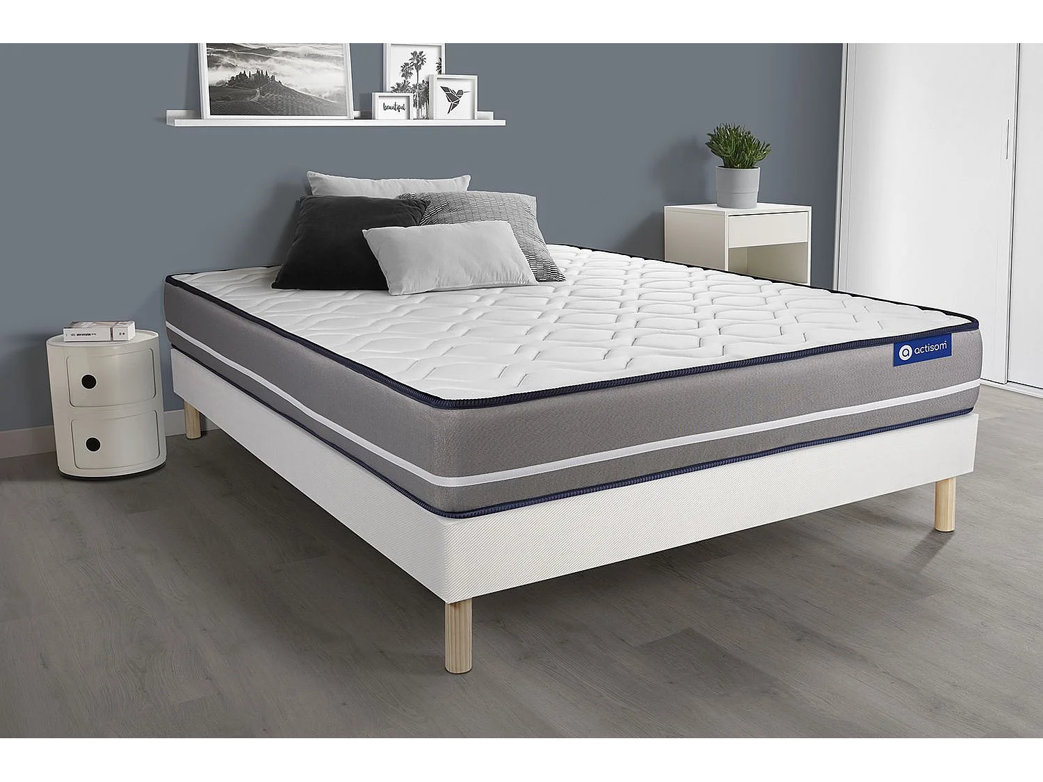 Pack colchón Actiflex pur 80x190cm + Somier multiláminas, Muelles ensacados, 3 zonas de confort
