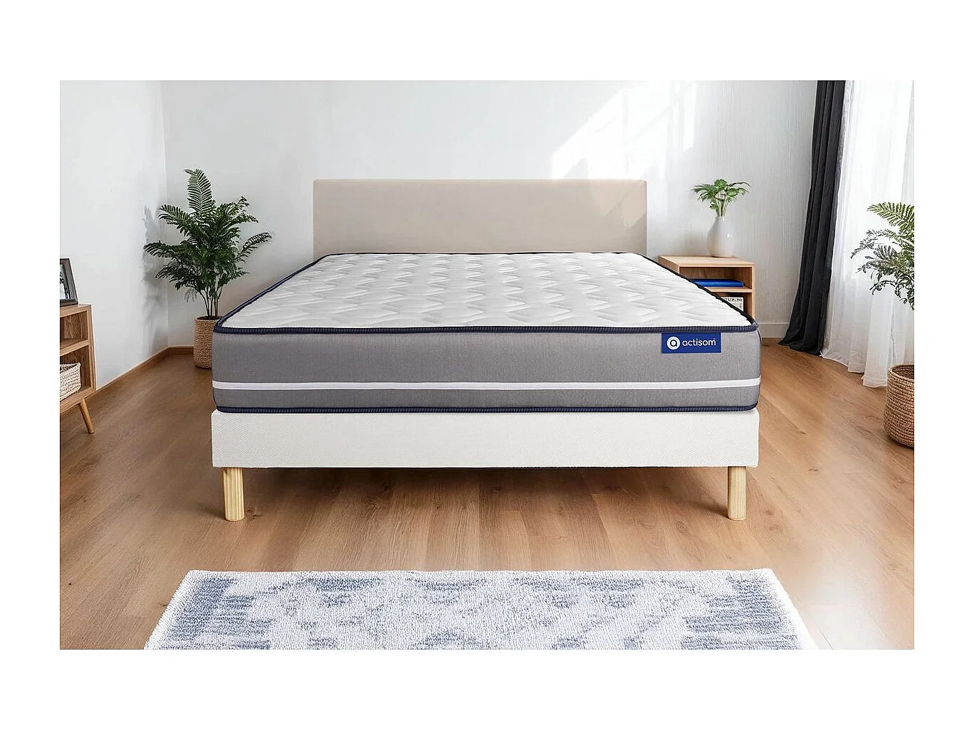 Ensemble matelas Ressorts ensachés ACTIFLEX PUR 80x190cm 3zones de confort + sommier KIT blanc