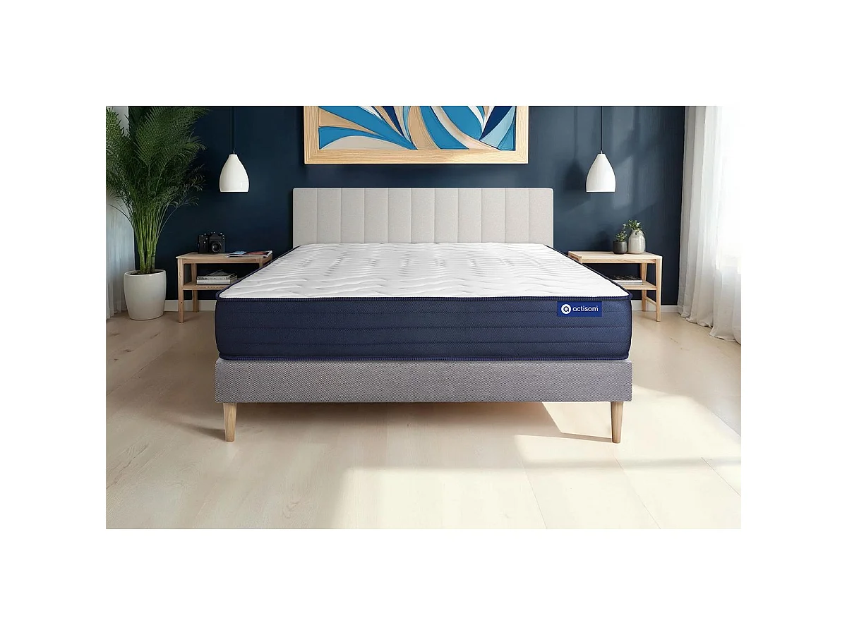 Actiflex life matratze 80x190cm + Bettgestell mit lattenrost - Dicke : 22cm - Taschenfederkern und Memory-schaum - H5