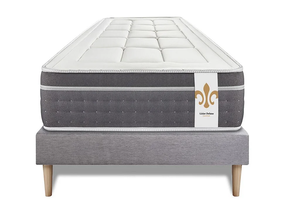 Ensemble Le Trente 90 x 200 cm sommier Gris
