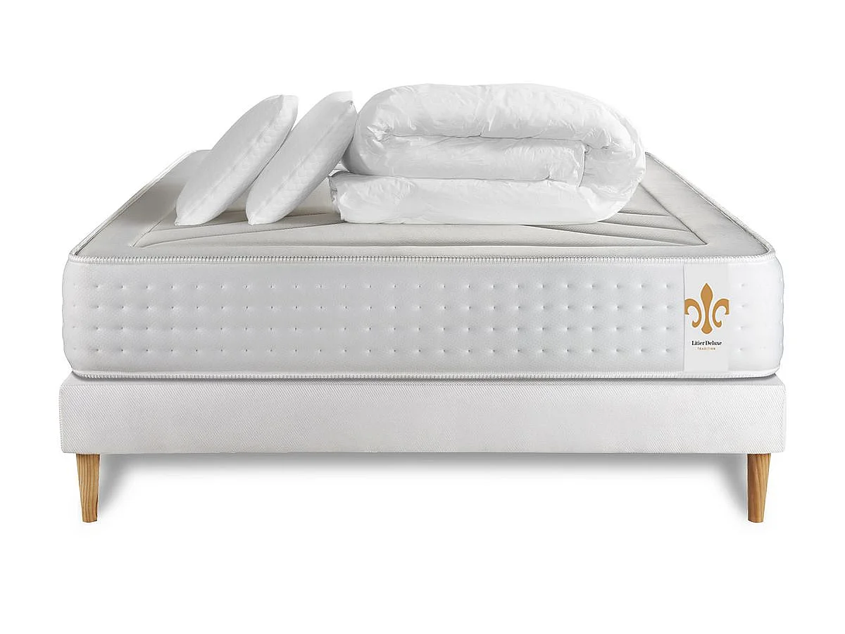 Pack Le Vingt-Quatre 160 x 200 cm sommier Blanc