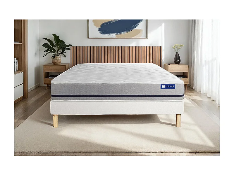 Ensemble matelas 120x200 ACTIFLEX SOFT 3zones de confort + sommier KIT blanc