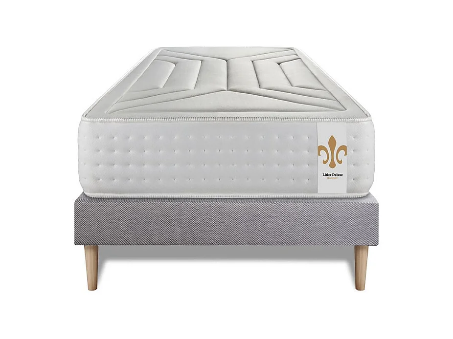 Ensemble Le Vingt-Quatre 90 x 200 cm sommier Gris