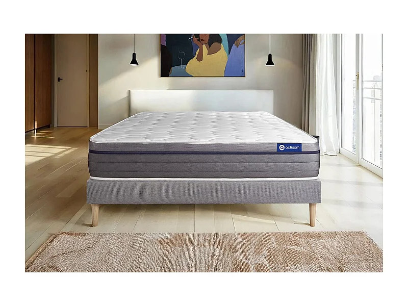 Lattenbodem en Actimemo zen matras 80x190cm , matrasdikte : 26 cm , traagschuim , gebalanceerd, 7 comfortzones